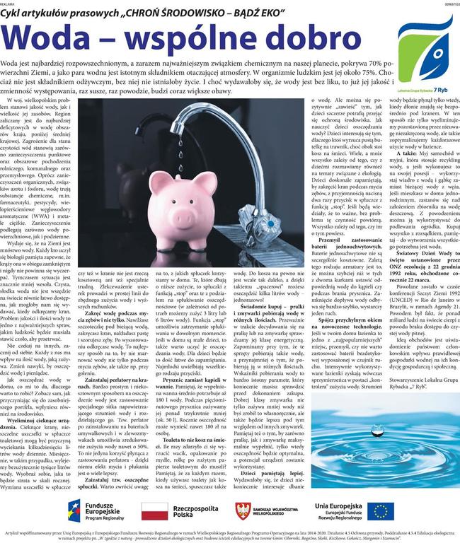 Artykuł 6  tematyce STAN WÓD WOJEWÓDZTWA WIELKOPOLSKIEGO. OCHRONA ZASOBU WODY