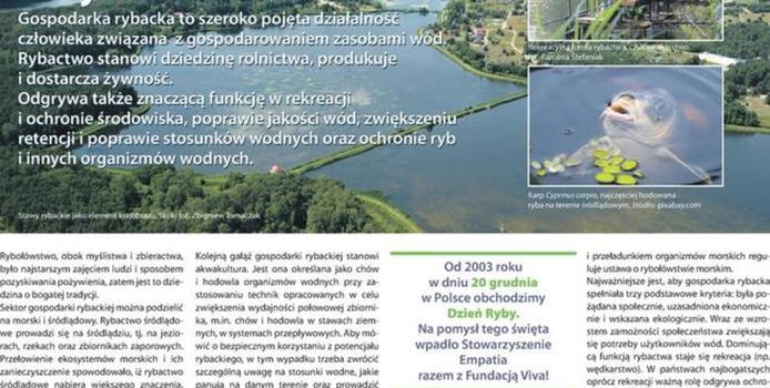 Artykuł 1 o tematyce „BEZPIECZNE KORZYSTANIE Z POTENCJAŁU RYBACTWA ŚRÓDLĄDOWEGO”